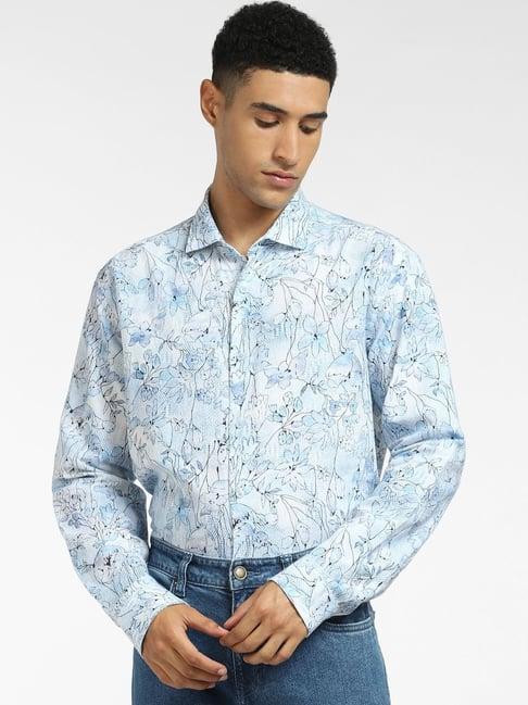 jack & jones cashmere blue cotton regular fit printed shirt