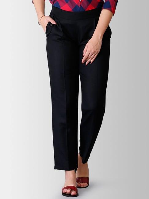 fablestreet black linen mid rise pants