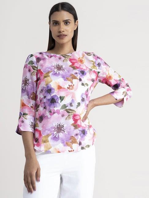 fablestreet pink & purple floral print top