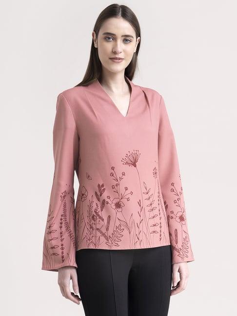 fablestreet pink floral print top