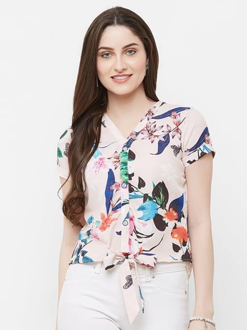 mish light peach printed shirt