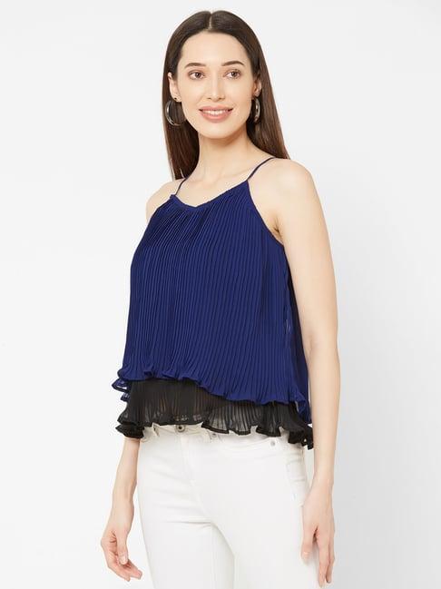 mish blue a-line peplum top