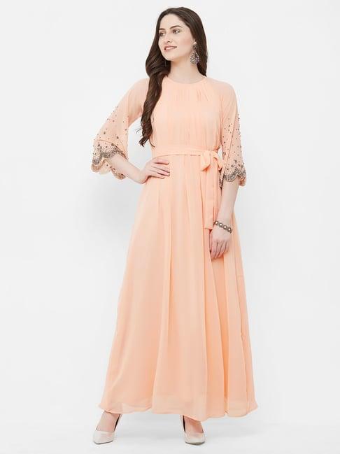 mish peach embellished maxi dress