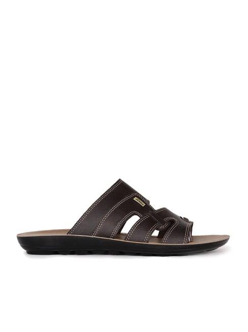 bata men's coffee brown toe ring sandals