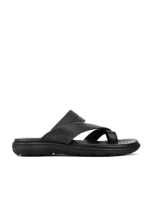 hush puppies by bata men's onyx black cross strap sandals