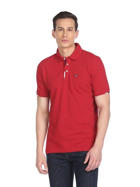 arrow sport red cotton regular fit polo t-shirts