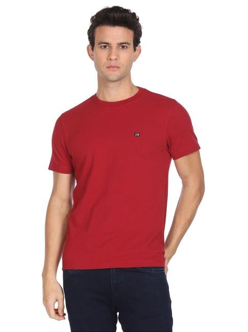 arrow sport red cotton regular fit t-shirts