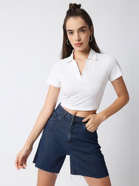 disrupt white cropped polo t-shirt