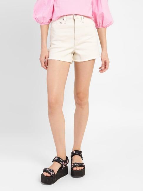 levi's beige high rise denim shorts