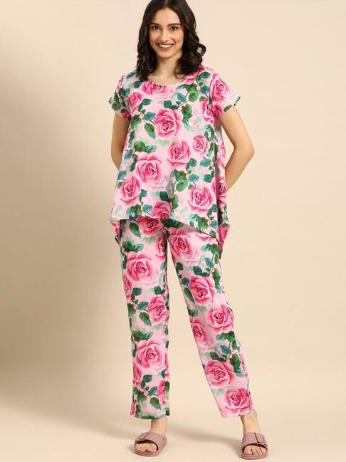 clt.s pink printed top with pyjamas