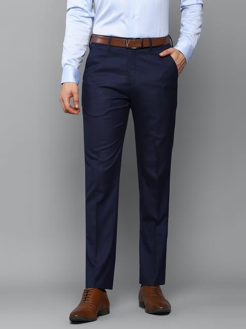 louis philippe navy regular fit flat front trousers