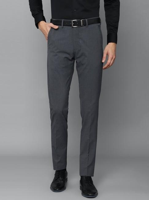 louis philippe grey slim fit flat front trousers