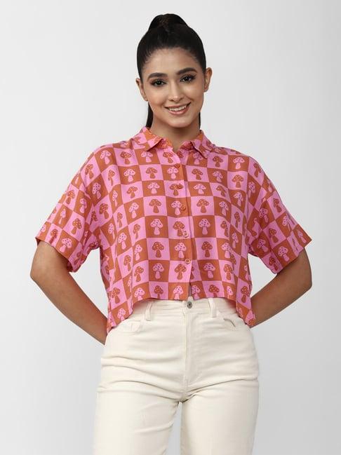 forever 21 pink printed shirt