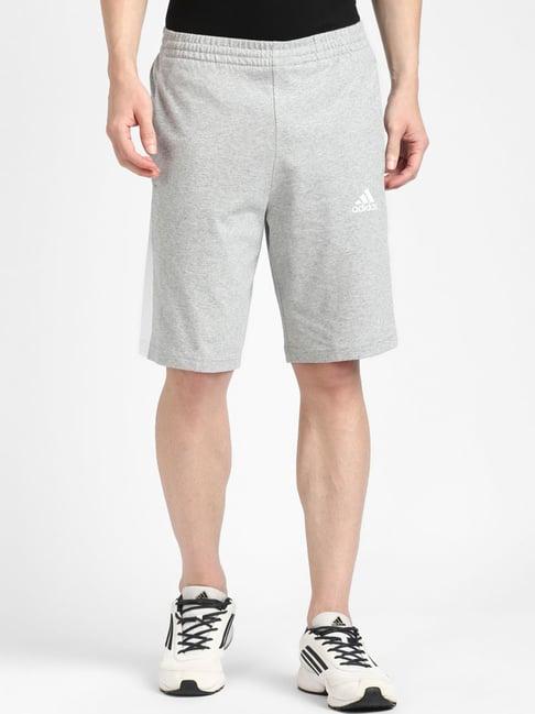 adidas grey cotton regular fit logo printed shorts