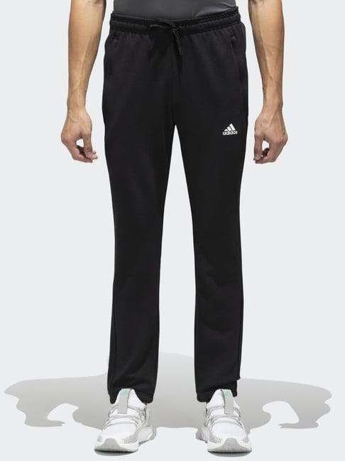 adidas black cotton regular fit logo printed track pants