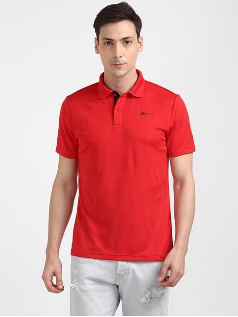 reebok red cotton regular fit polo t-shirts