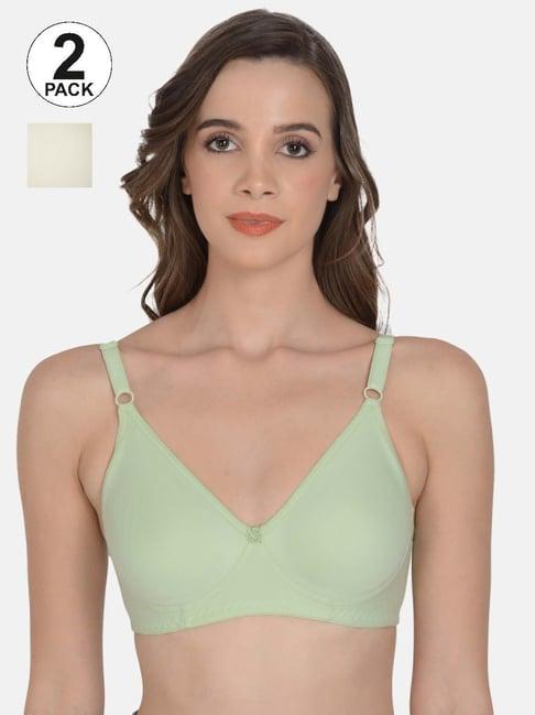 mod & shy green & off-white bra - pack of 2