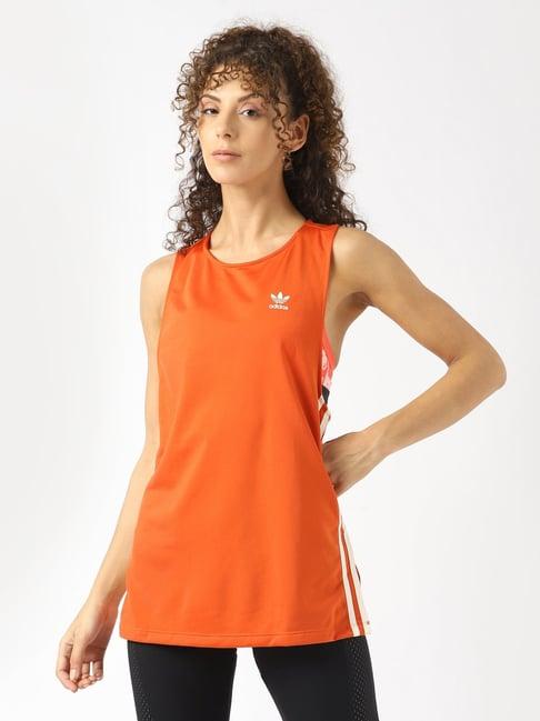 adidas originals orange printed tank top