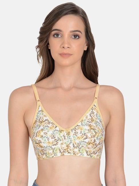 mod & shy beige printed full coverage bra