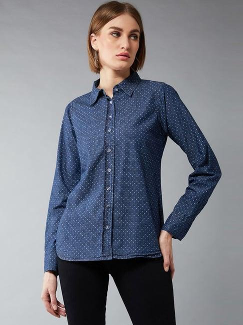 miss chase navy polka dots shirt