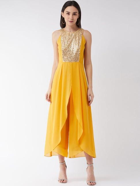 miss chase mustard embellished jumpsuit