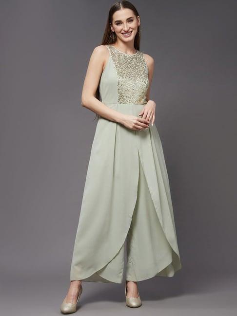 miss chase dusty green halter neck jumpsuit