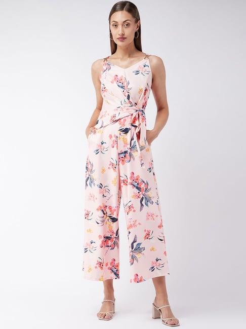 miss chase peach floral print jumpsuit