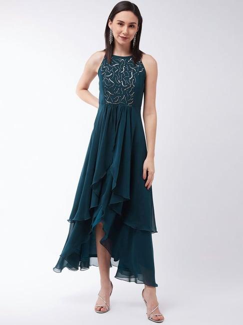 miss chase teal blue embellished maxi dress