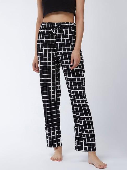 miss chase black cotton chequered pyjamas