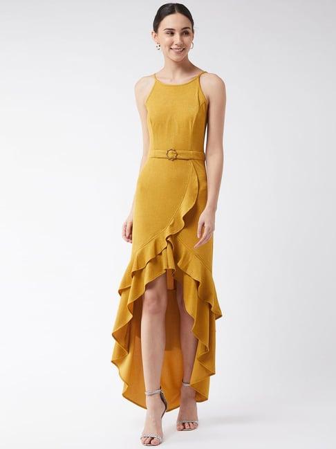 miss chase mustard high-low dress