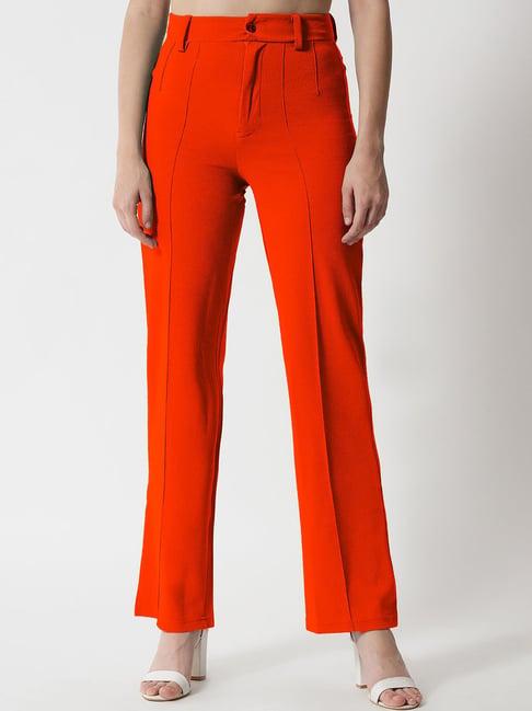 kotty red straight fit pleated pants