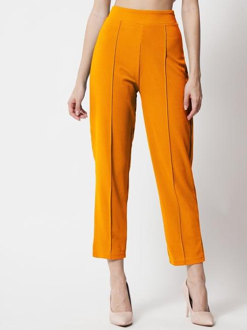 kotty yellow straight fit crop pants