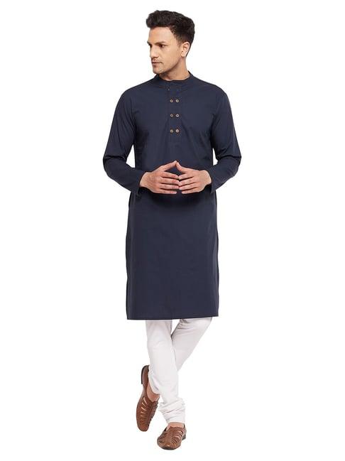 hypernation navy mandarin collar kurta