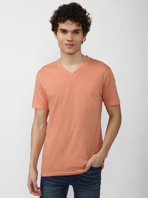 forever 21 orange cotton v neck t-shirt