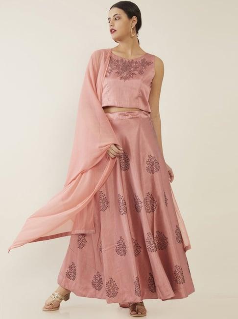 soch peach embellished lehenga choli set with dupatta