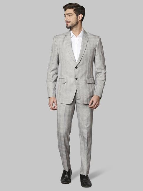 raymond grey  regular fit checks  two piece suits