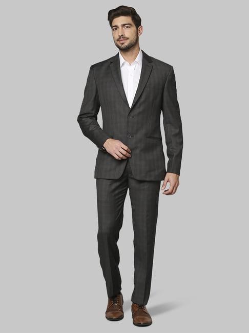 raymond grey  regular fit checks  two piece suits