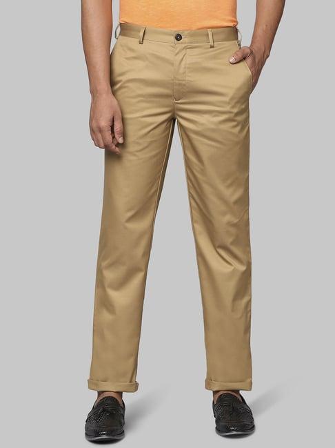 park avenue khaki cotton super slim fit trousers