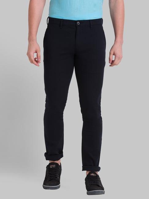 parx black tapered fit trousers