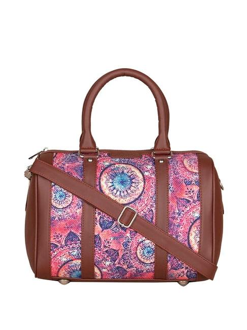 zouk pink printed medium handbag