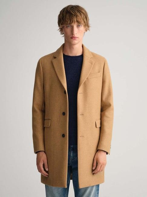 gant khaki full sleeves notched lapel coat