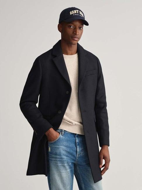 gant navy full sleeves notched lapel coat