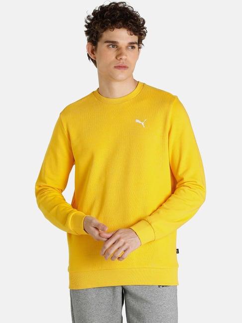 puma essentials yellow round neck sweatshirt