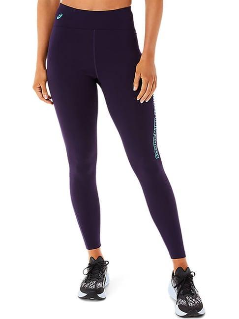 asics dark purple mid rise tights