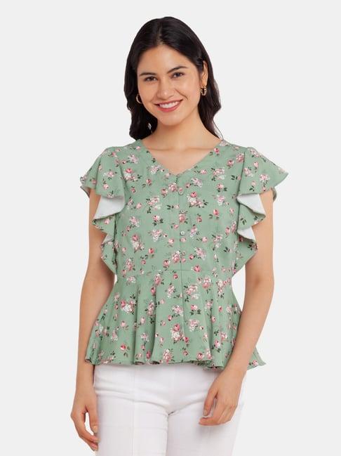 zink london green printed top