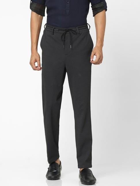 celio* charcoal grey cotton regular fit trousers