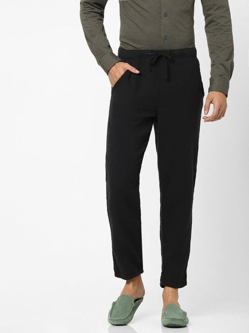 celio* black cotton regular fit trousers