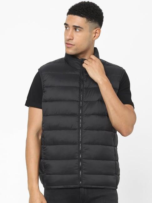 celio* black regular fit self pattern jackets