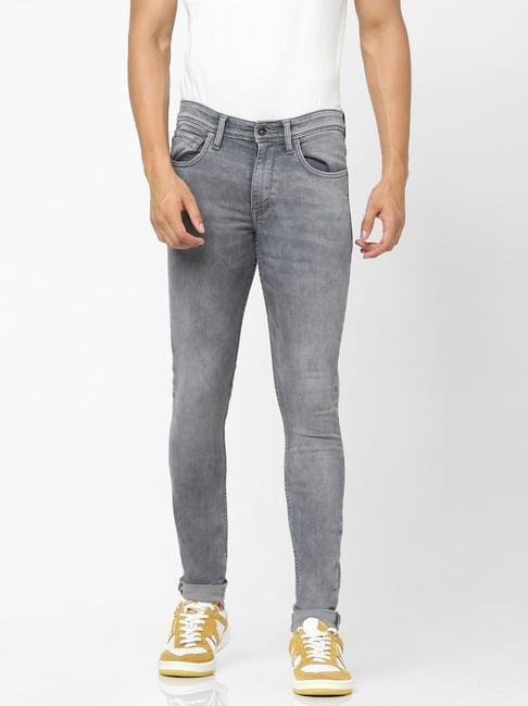 celio* grey cotton straight fit jeans