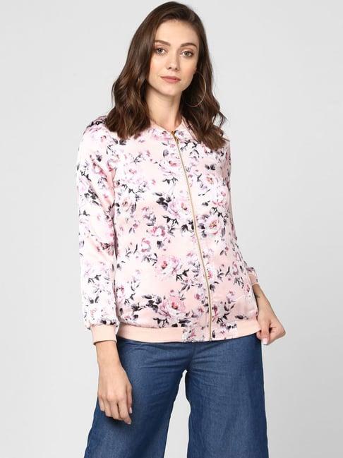 stylestone pink floral print bomber jacket